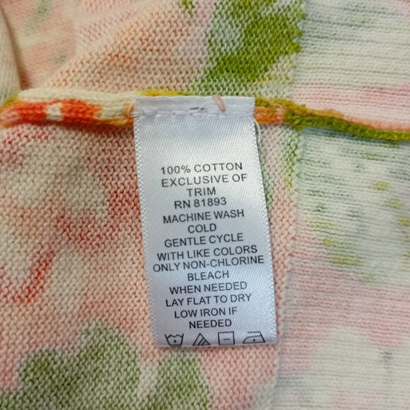 Isaac Mizrahi Live Floral Cardigan Sweater Button Sz 1X 100% Cotton Lightweight - Picture 5 of 10